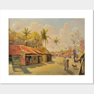 British Village Scene Jagannath India By Alexander Caddy Digitally Enhanced Posters and Art